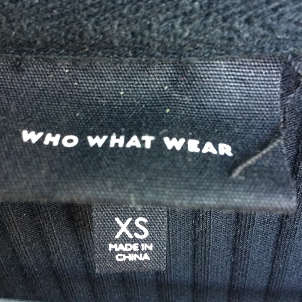 Who What Wear Black Ribbed Knit Short Sleeve Collared Midi Dress XS